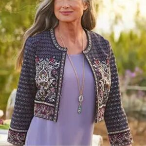 Soft Surroundings Mandala Bolero Jacket Beaded Med